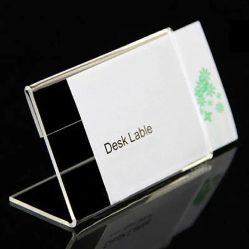 Details about   10/15 X Acrylic Sign Display Holder Label Price Name Card Shop Tag Stand Clear 