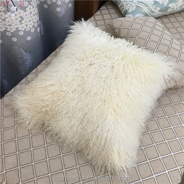 Luxury Mongolian Hairy Fur Pillow With White Color Buy Hairy Fur Pillowmongolian Lamb Pillows 