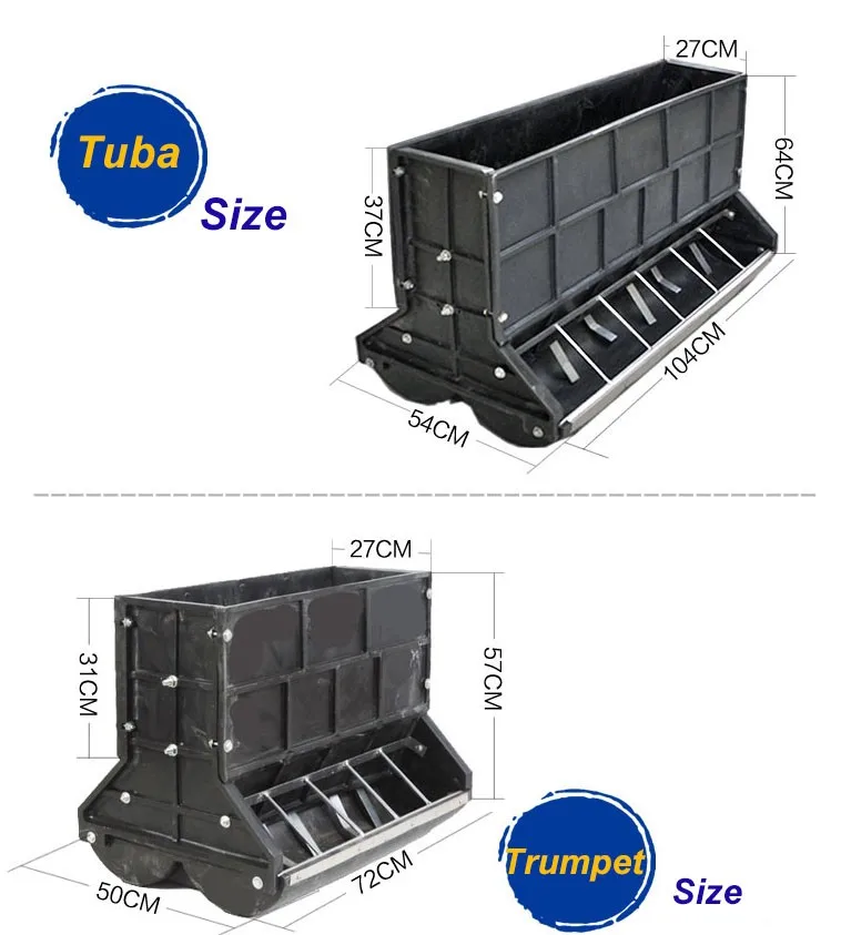 Animal Pig Feed Trough 10holes Livestock Husbandry Equipment Various Size Black Plastic Pig