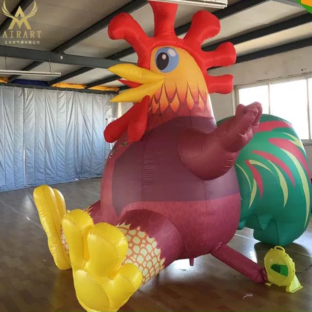 Red Inflatable Giant Rooster Animal Custom Inflatable Hen for Advertising Inflatable