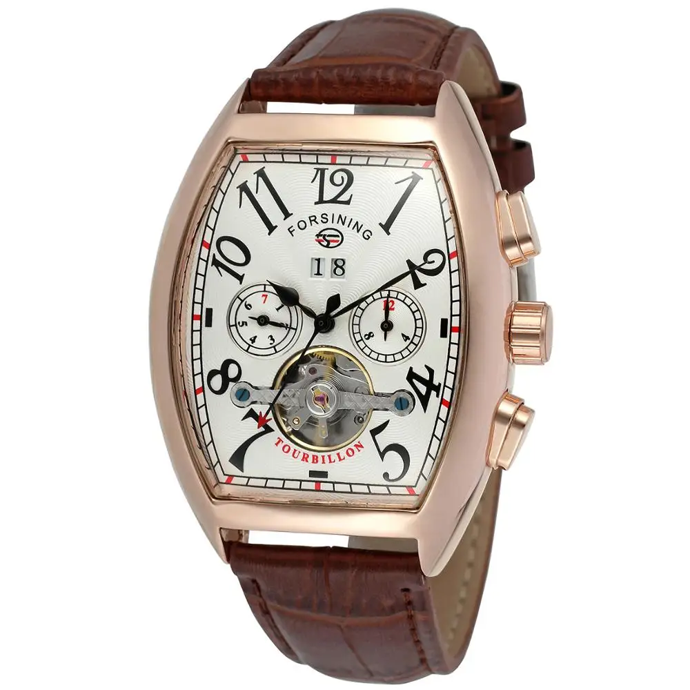Fly Mens Watch Tourbillon Horloge Relojes Hombre Tourbillion Barrel Forsining Square Automatic Mechanical Brand Your Own Watches