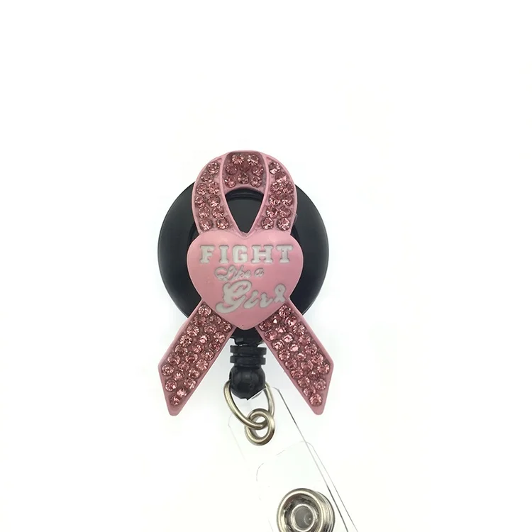 Ribbon Breast Cancer Awareness Id Badge Holder Mobile Phone