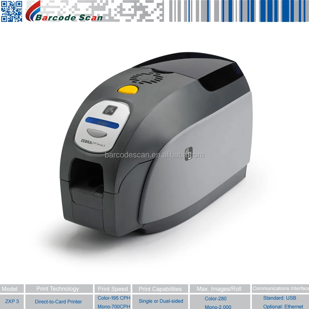 Zebra ZXP Series 3C ID Card Printer - Full Color Thermal Transfer