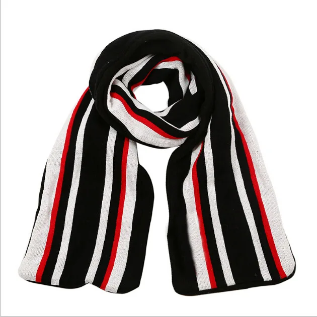 Вязаный футбольный шарф на заказ, акриловый новый дизайн, логотип на заказ, полосатый футбольный шарф