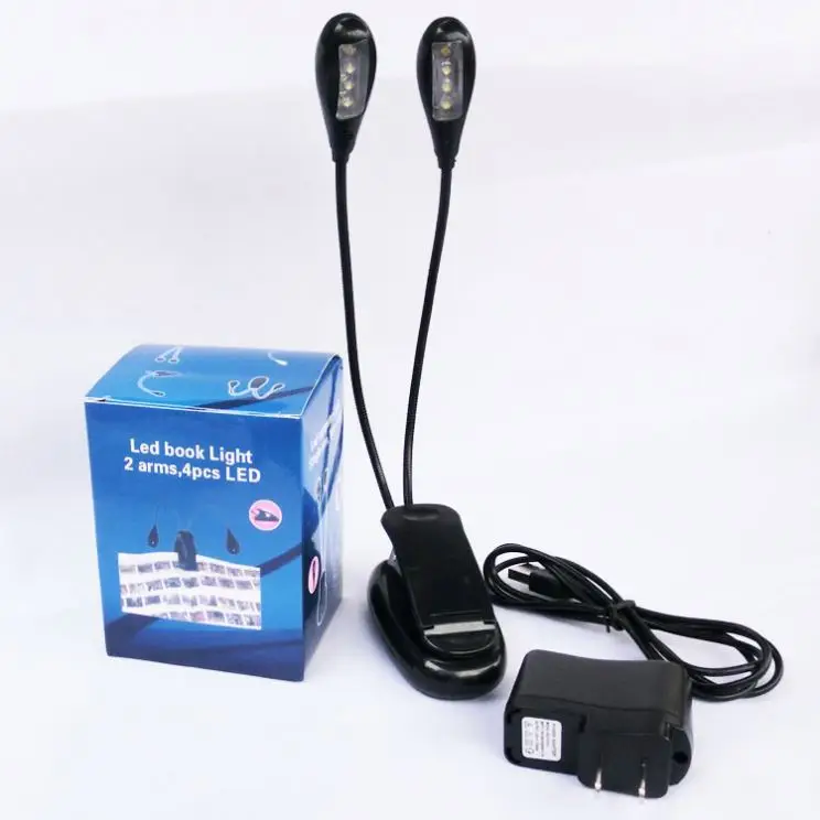 USB Rechargeable LED Clip on Reading Lamp Portable Battery Powered