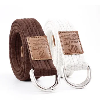 Top quality 3.3cm wide Woven Stretch Braided Elastic Leather Buckle luxury canvas extended 120cm belts male female military belt