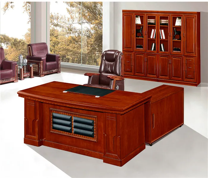 Classic Woodenoffice Furniture HDF Board l Shape Modern Executive Desk with Side Cabinet with Drawer Furniture Office Desk