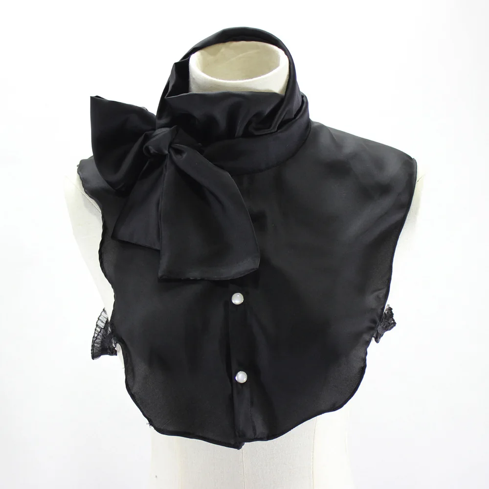 Модная сатиновая черная Съемная женская блузка с капюшоном на заказ, полурубашка с искусственным ложным воротником