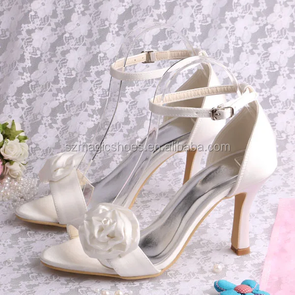 silver flower heels