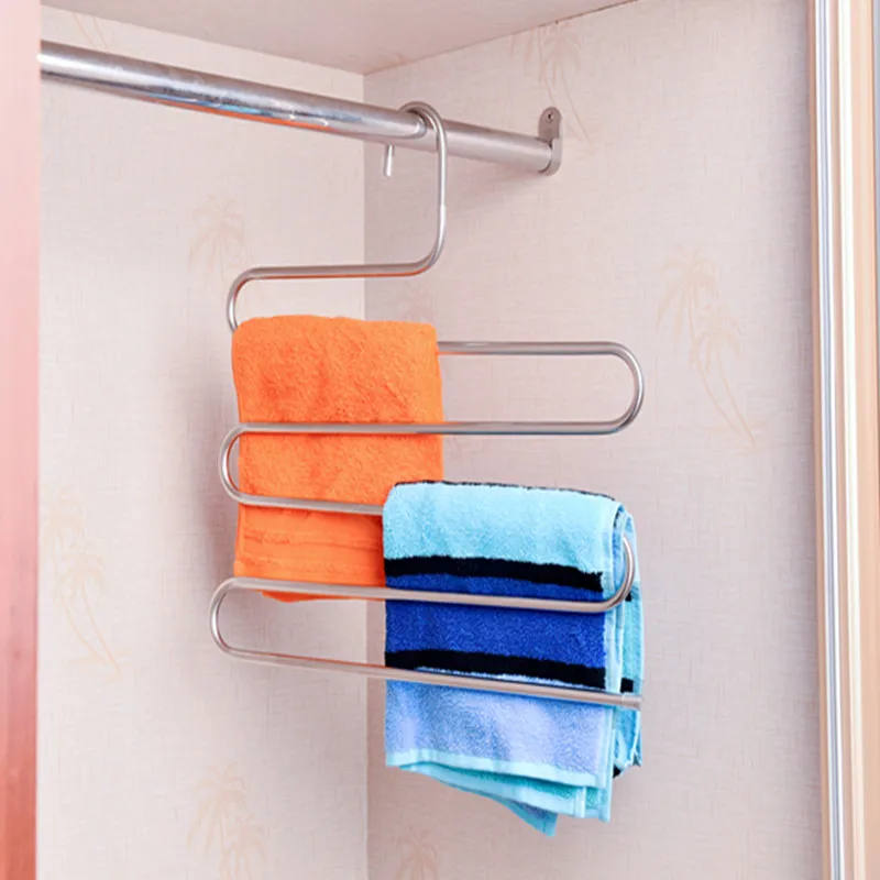 Multifunctional Trousers Hangers and Multi-Purpose S-Type Hanger and Stainless Steel Magic Pants S Hangers Close