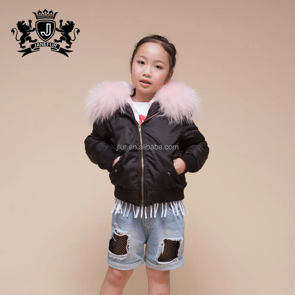 Kids Beautiful Winter Jacket Light Pink Fur Bomber