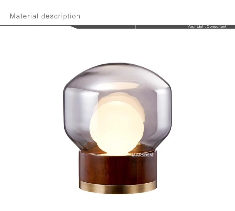 
 Современный коралловый Янтарный деревянный Базовый светодиодный светильник MARSDEN, товары для дома, для отеля, ресторана, декоративная настольная лампа, настольные лампы  