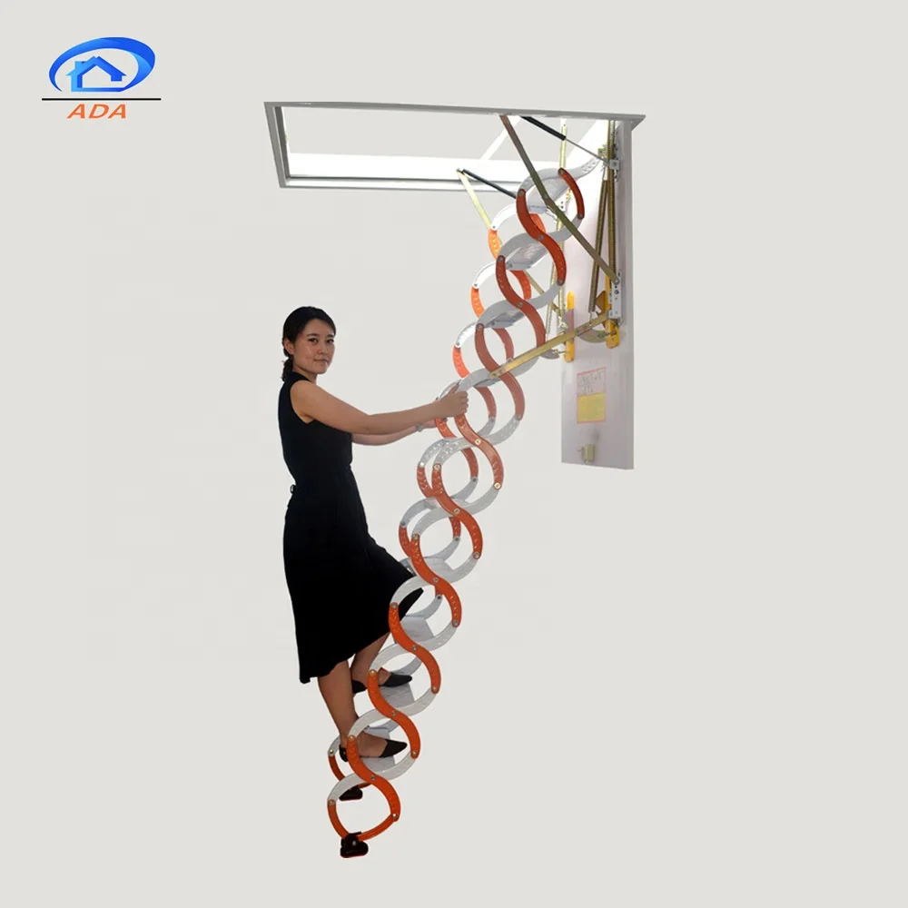 Sliding Attic Stairs System Loft Trap Door and Folding Step Ladder