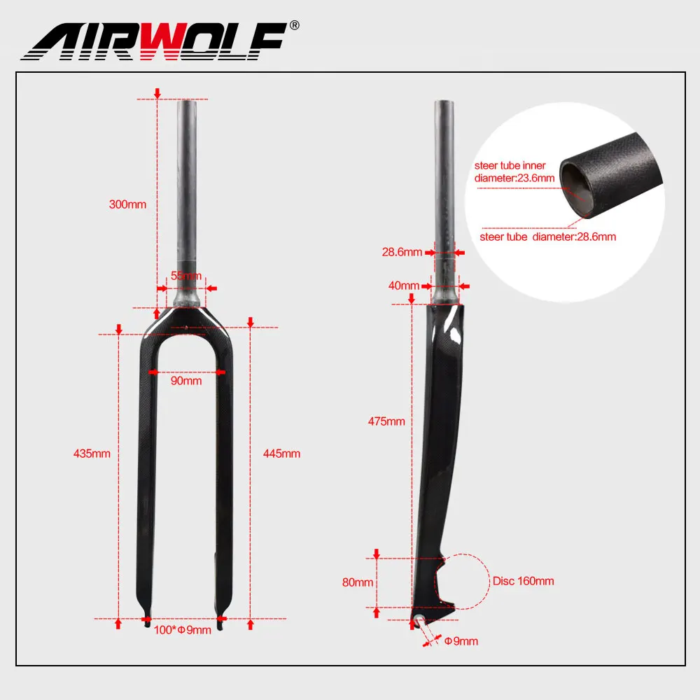 新着1-1/8 1-1/2テーパー29erカーボンMTBリジッドフォーク