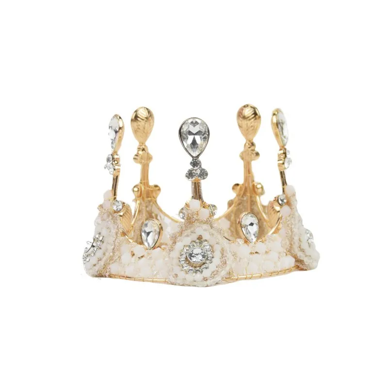 新美大钻圆豪华头饰羽毛珍珠皇冠头饰