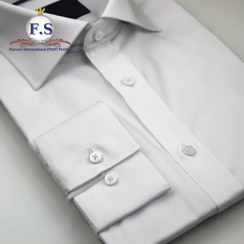 100% Cotton MEN' DRESS SHIRT Fashion High End High Spread Cutaway Collar Pure White Poplin Dress Custom Shirt