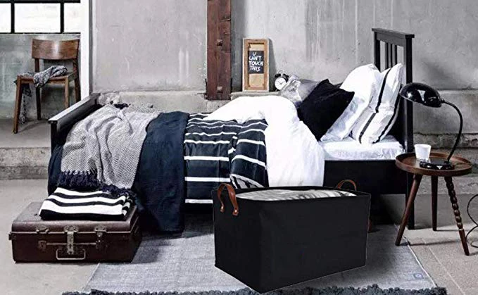 ICERZCZ Cesto Portaoggetti Extra Large In Corda 105L - Rettangolare 63,5x40,6x40,6 Cm Per Coperte, Giocattoli, Vestiti - Bianco E Marrone