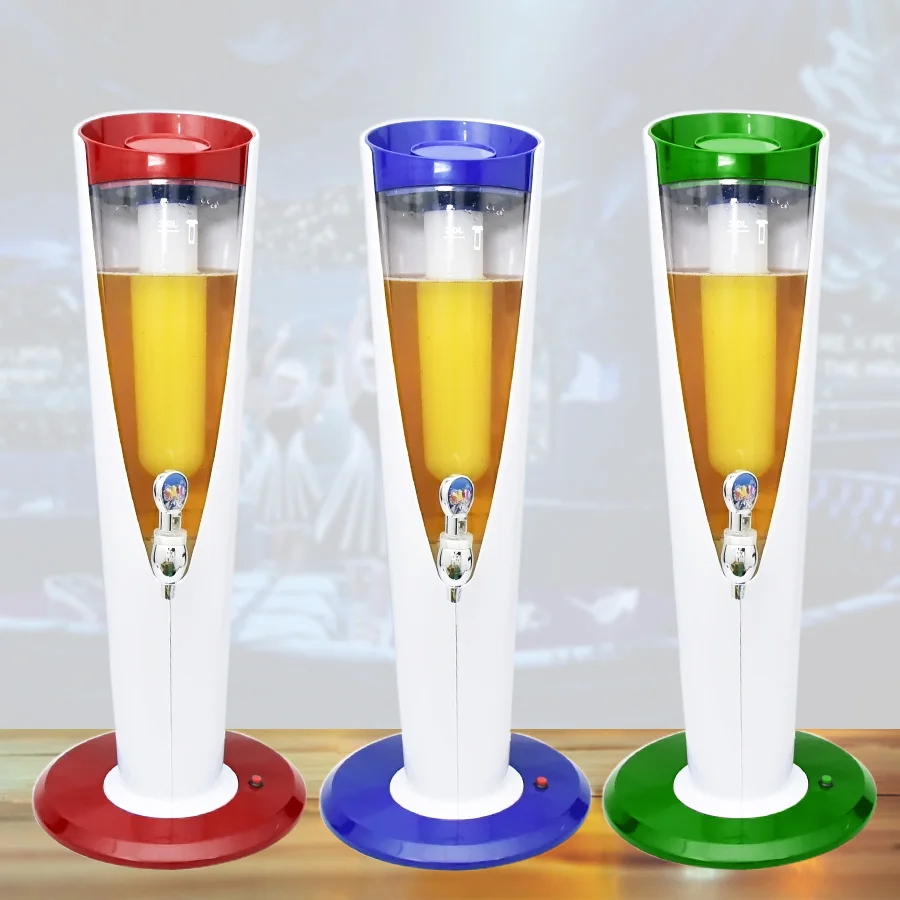 Beer Tower Dispenser with Ice Tube and Light - 3.2 Qt./3 L