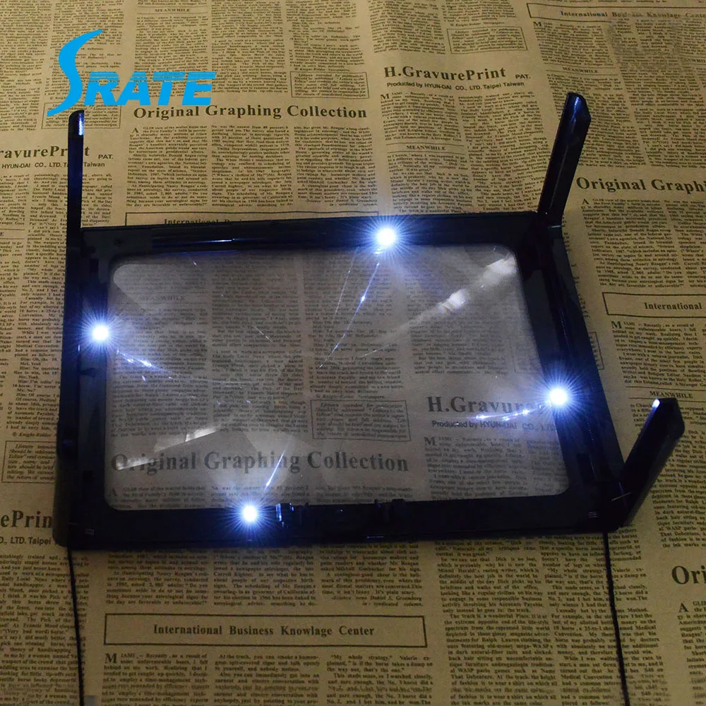 A4 полностраничная большая Лупа 3X складное увеличительное стекло светодиодная подсветка для чтения