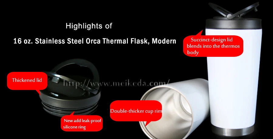 16 oz. Sublimation Colored Stainless Steel ORCA Thermos Flask