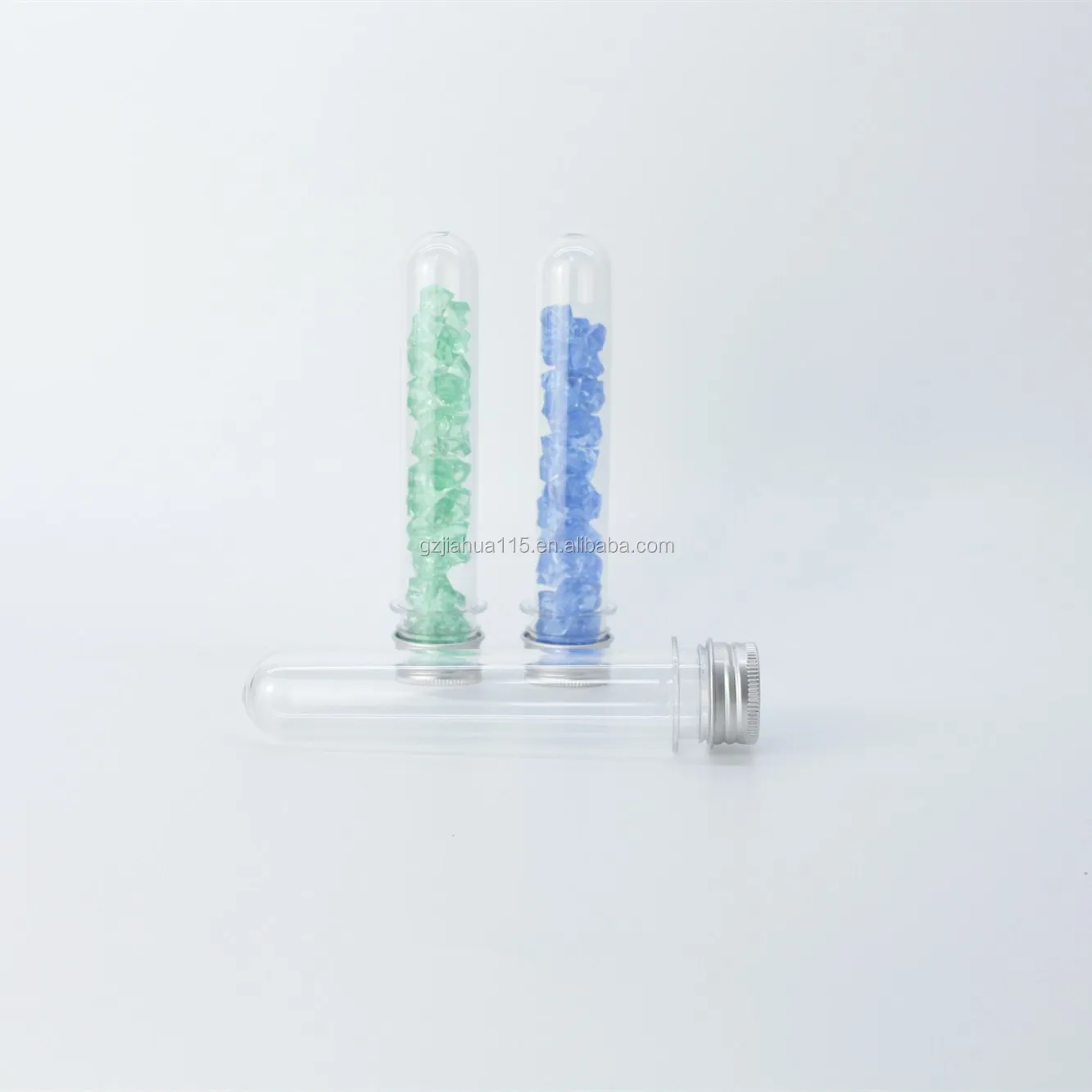 Прозрачная пластиковая пробирка с алюминиевой закручивающейся крышкой 25*140 мм