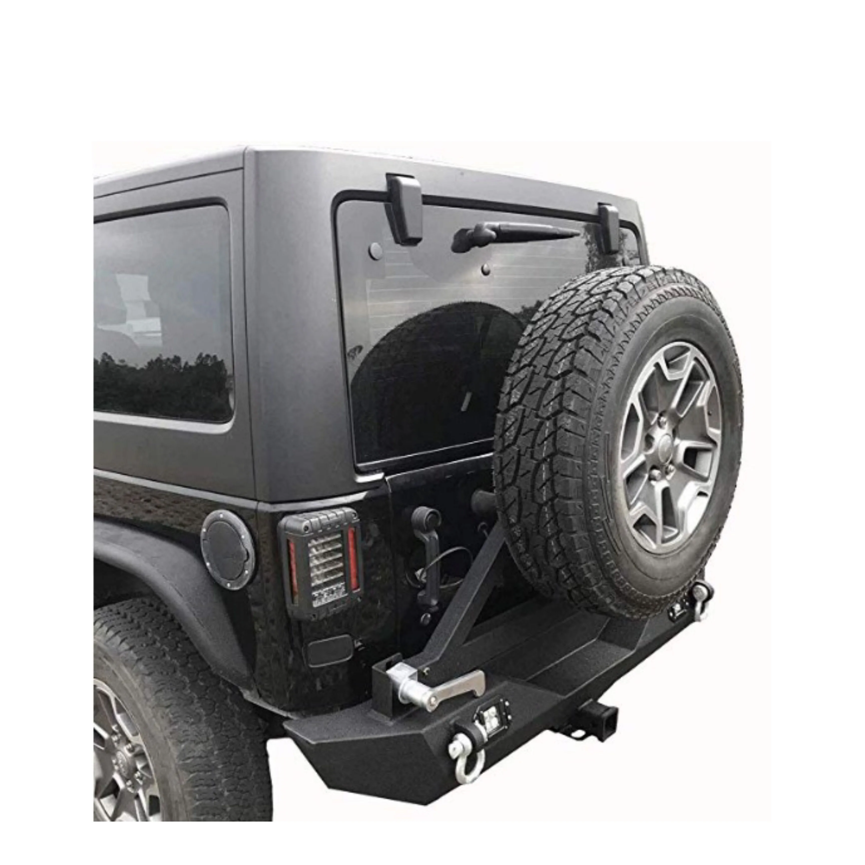 Offroad Rear Bumper With Tire Carrier For Jeep Wrangler - Buy Rear Tubular  Bumper W/wrap-around In Textured Black For Jeep Wrangler Accessories,High  Strength D-ring Mounts With D-rings Included For Jeep Wrangler Jk
