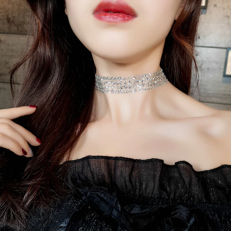 sequin choker top