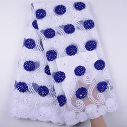 Высококачественная африканская кружевная ткань гипюр красивое нигерийское кружево с камнями из молочного шелка для женского платья