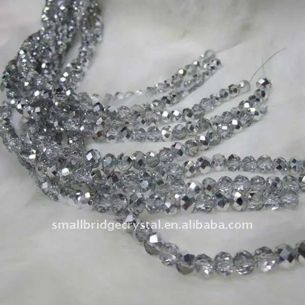 white plated crystal rondelle beads