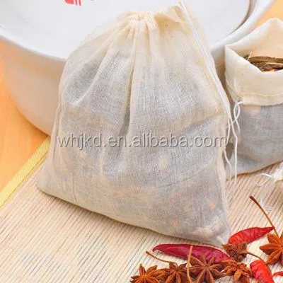Pure Cotton Muslin Drawstring Reusable Bags for Packing Herbs and Tea