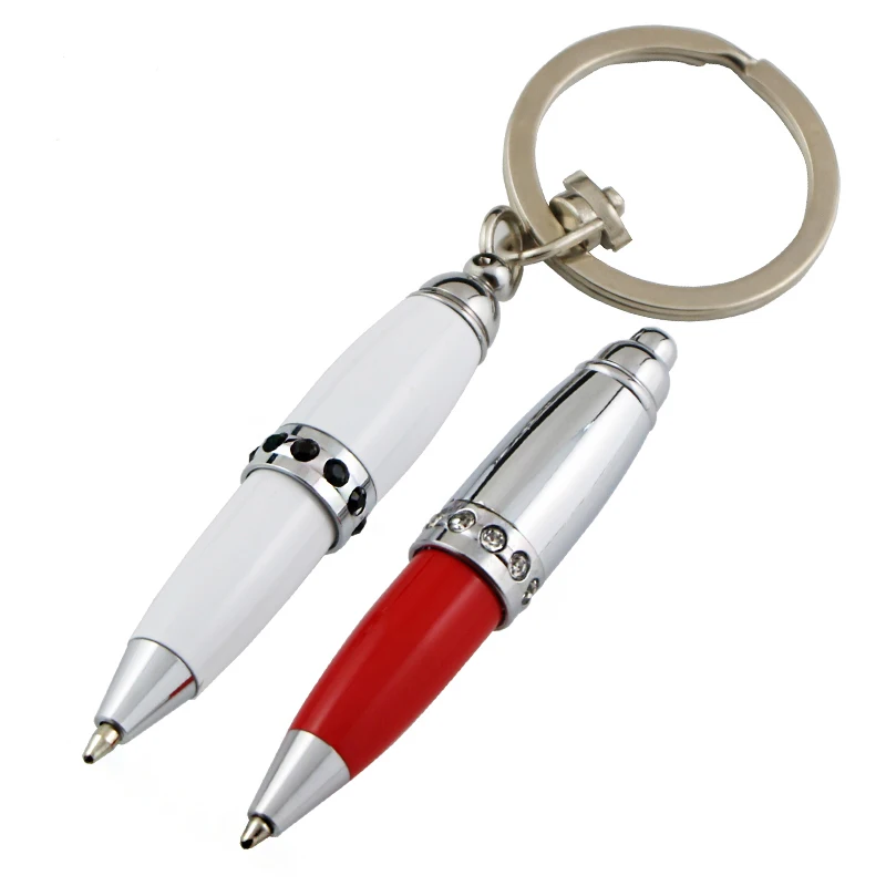 Promotional Multifunction  Mini Metal Keychain Ball Pen with Diamond Short Ballpoint Pen Mini Twist Pocket Pen