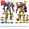 With Package 6 PCS Set Transformation Robot Cars Autobots Prime Bruticus Toys Action Figures Block Toys