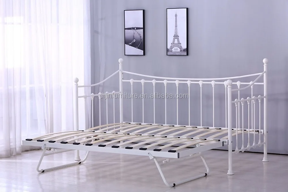 GLOSSY DAYBED WITH UNDER BED TRUNDLE 3 FT SINGLE DAY BED FRAME