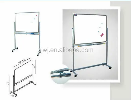 Movable Double-Sided Magnetic Conference Blackboard Rolling Mobile Writing Board with Wheels Black Color