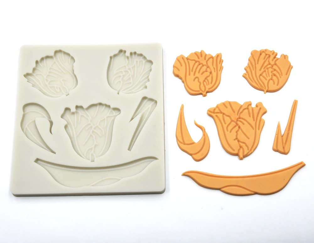 新款郁金香硅胶压花造型蛋糕装饰硅胶模具花diy巧克力烘焙工具饼干