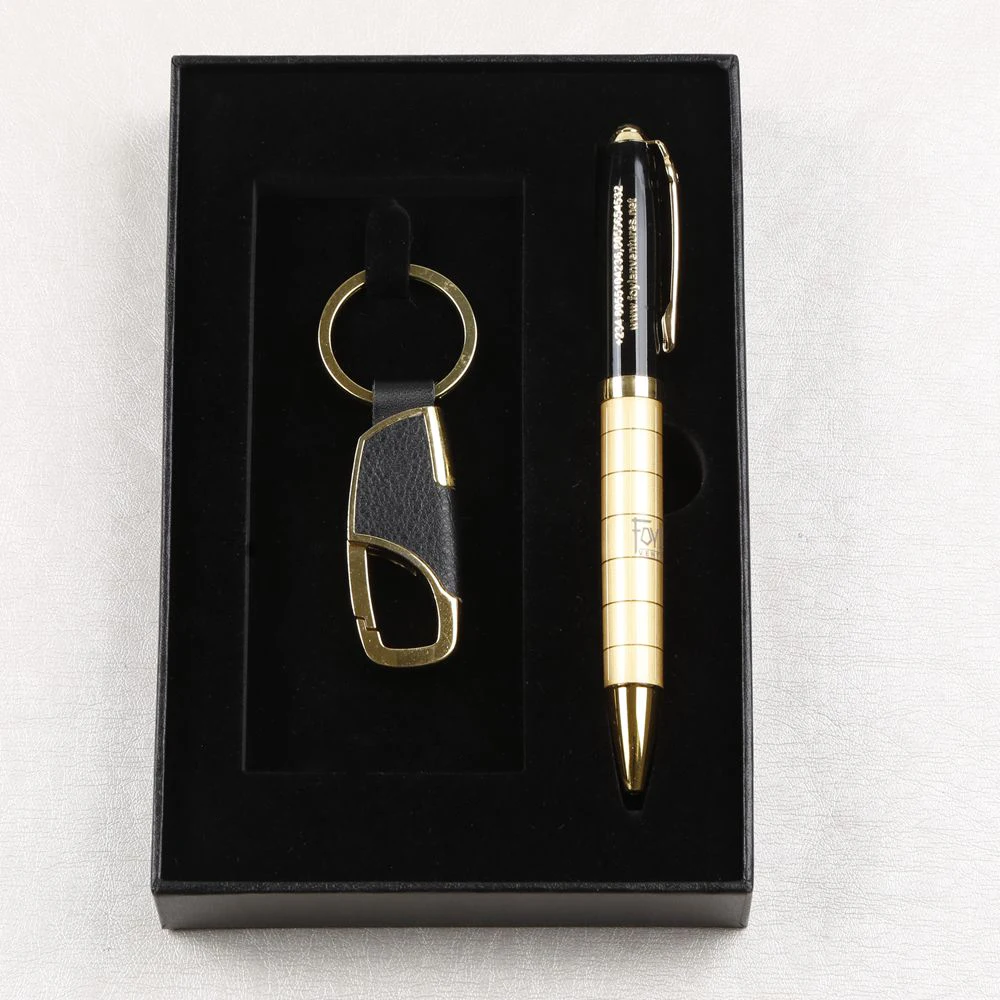 
Золотистая Мужская корпоративная ручка, подарочный набор для рекламы, ручка с брелоком 