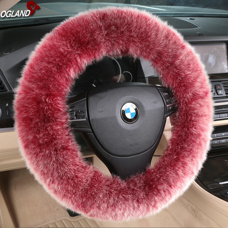 customized 100% sheepskin long wool steering