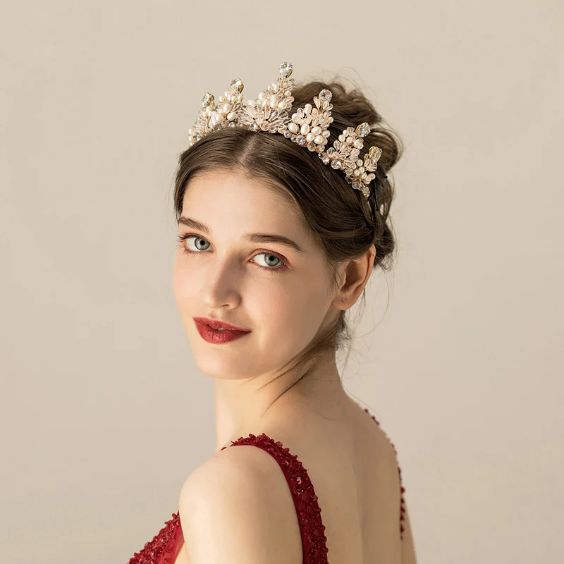 Baroque Handmade Rhinestone Crystal Tiara Headdress Bride Wedding Headband Crown 