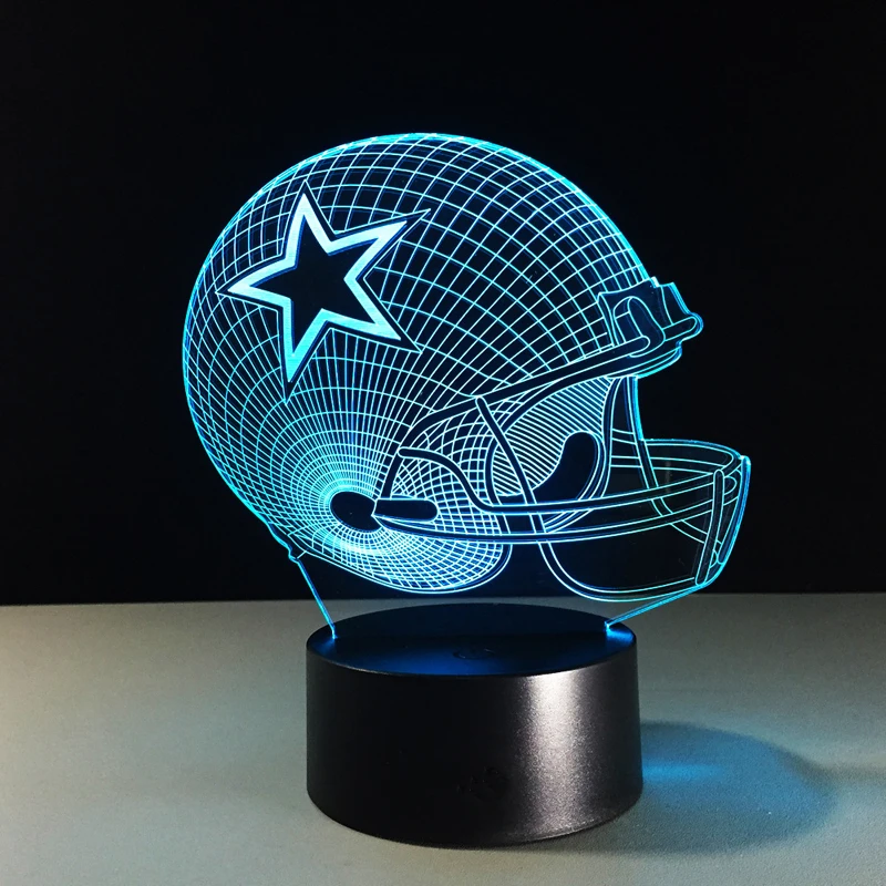 
Dallas Cowboys шлем lamparas 3d светодиодные лампы 7 видов цветов изменения Акриловые USB led Настольная лампа для детей подарок Креативный ночной Светильник декора для дома 
