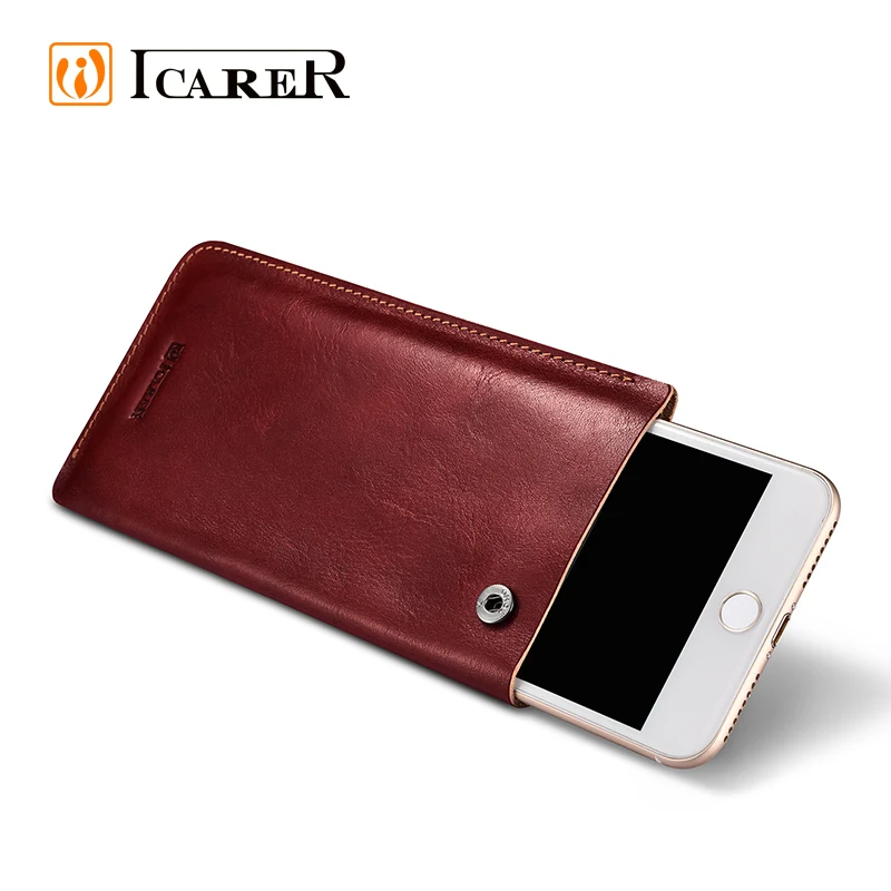 Source ICARER Dual Genuine Leather Mobile Phone Pouch Bag 4.7 5.5 Inch on  m.