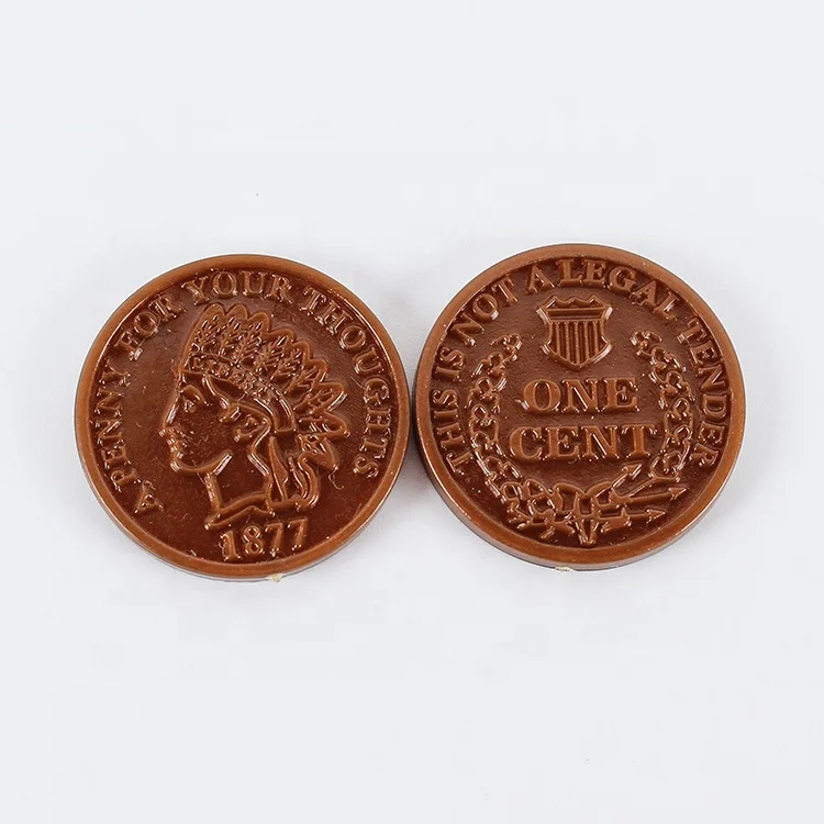 Custom Cheap Grey and Brown Imitate Antique Plastic Money Coin/token