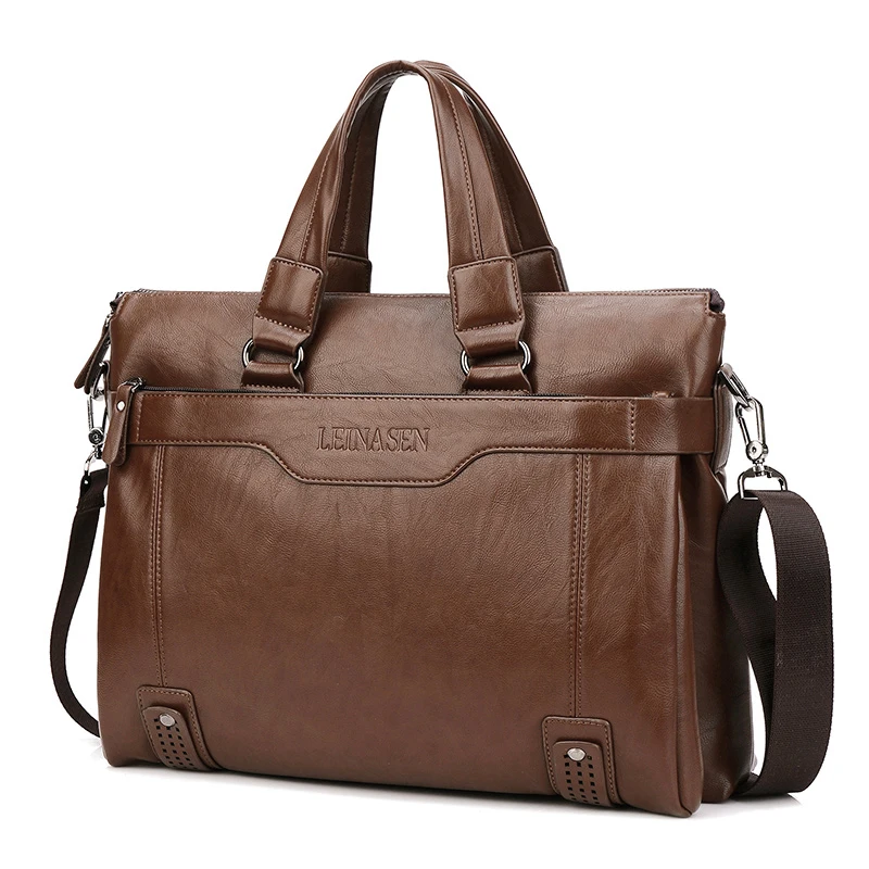 Business Shoulder Bag PU Leather Briefcase Satchel Bag for Men Crossbody Purse