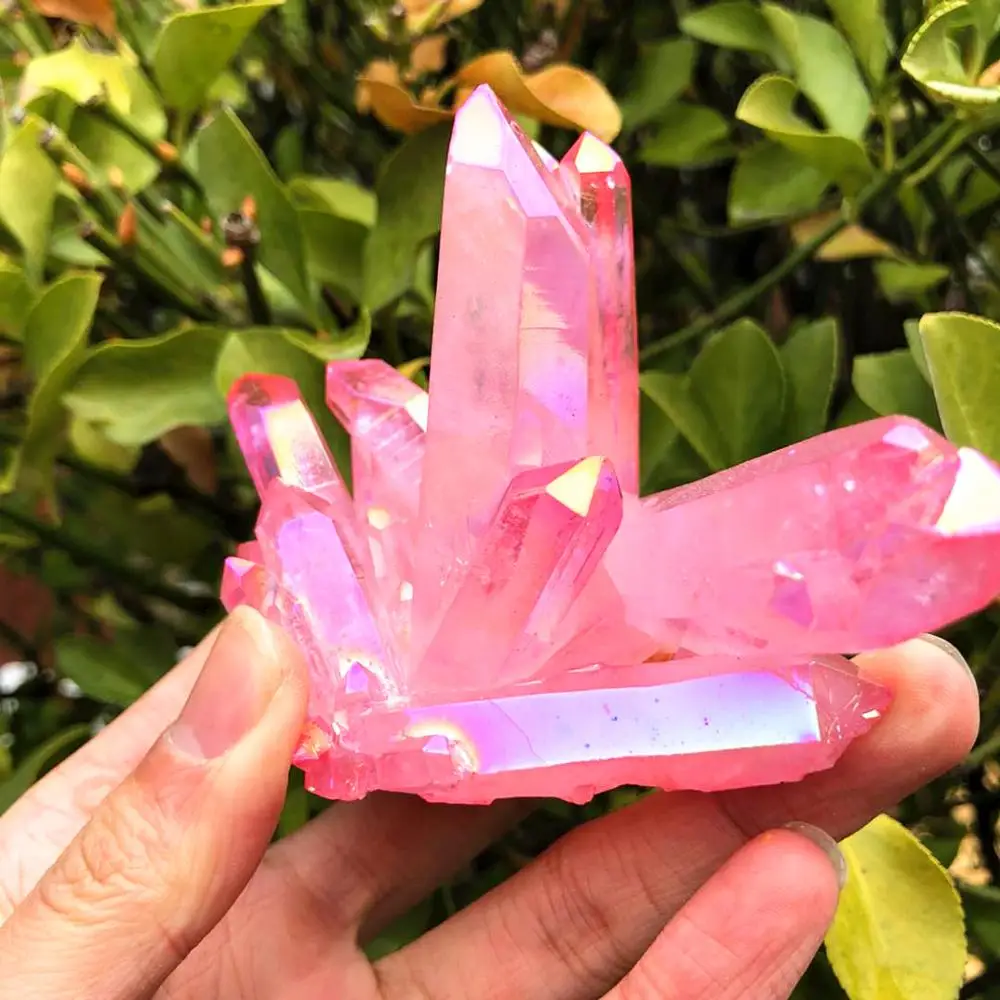 カラフルなクリスタルプレート 卸売天然電気プレートカラフルオーラクォーツクリスタル