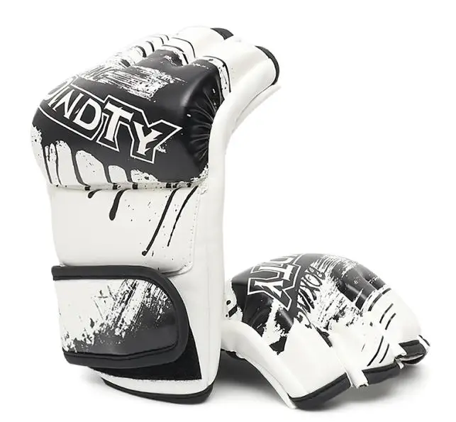 
Оптовая продажа, Детские и взрослые боксерские тренировочные перчатки с логотипом на заказ, перчатки для ММА на полпальца 
