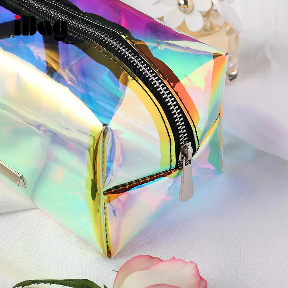 Glitter Bling Dazzle Colorful Case Hologram Cosmetic Bag Iridescent Makeup  Pouch Bag Holographic Makeup Bag for Girls, image size:1000x1000