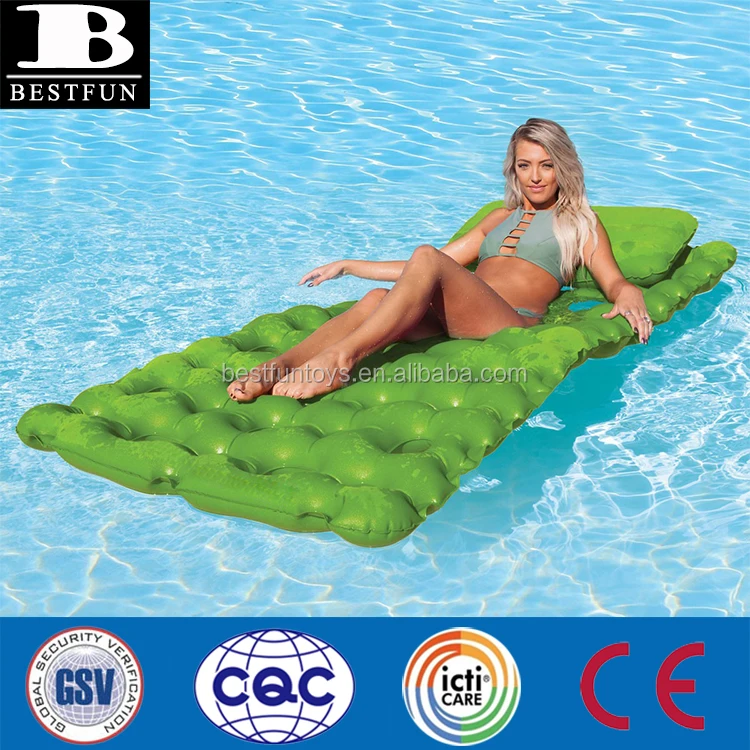 Inflatable Cool Suede Pool Mattress Oversized Water air Bed Luxury Velvet Portable Pocket Lilo Raft Sun Lounger Pool Row