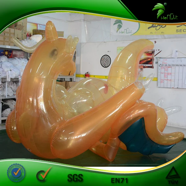Hongyi COOL Translucent Orange Color Inflatable Dragon with Sph