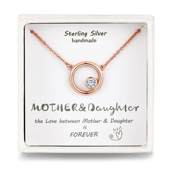 Qings Mother Daughter Necklace 925 Sterling Silver Rose Gold Plated Mother BabyNecklace For Mother's Day Gift