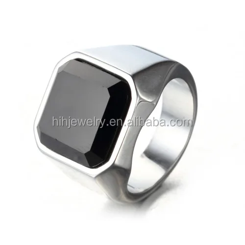 Fashion Agate Finger Jewelry Designs Single Stainless Steel Gold Plated Ring for Men