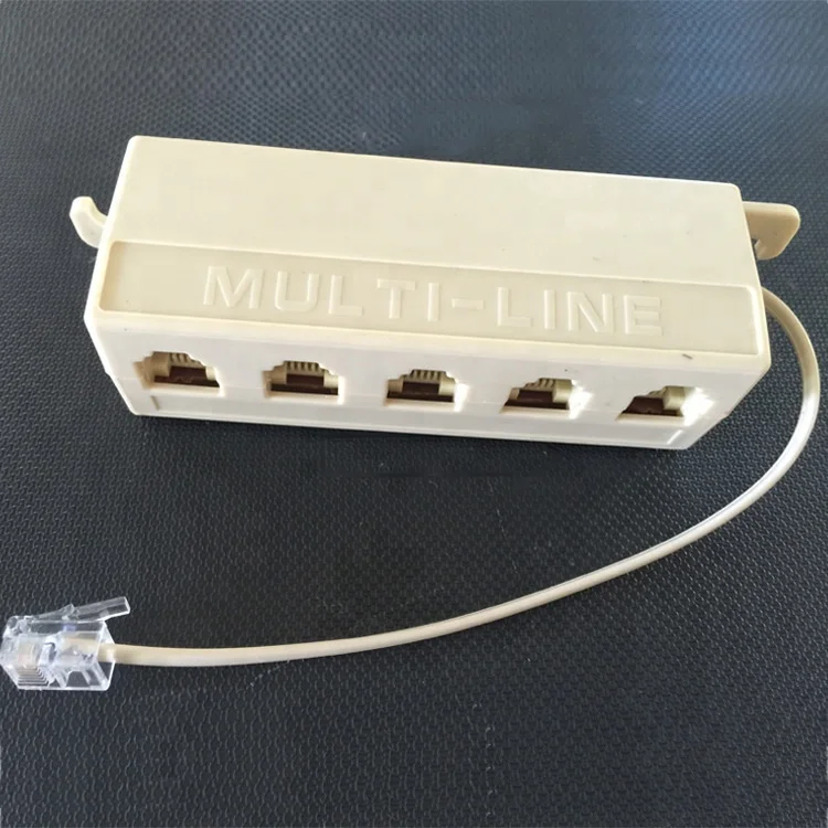 5 Way Outlet 6P4C RJ11 Phone Extension Cable Splitter